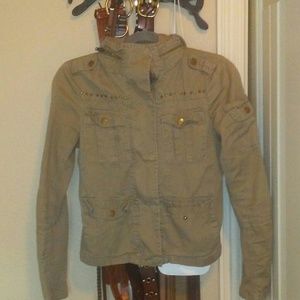 Small Lane Crawford green hooded button up